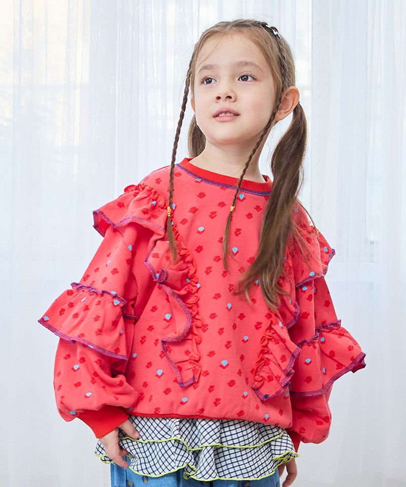 総柄ダブルフリルトレーナー ｜ トップス ｜ 子供服のセレクトショップ