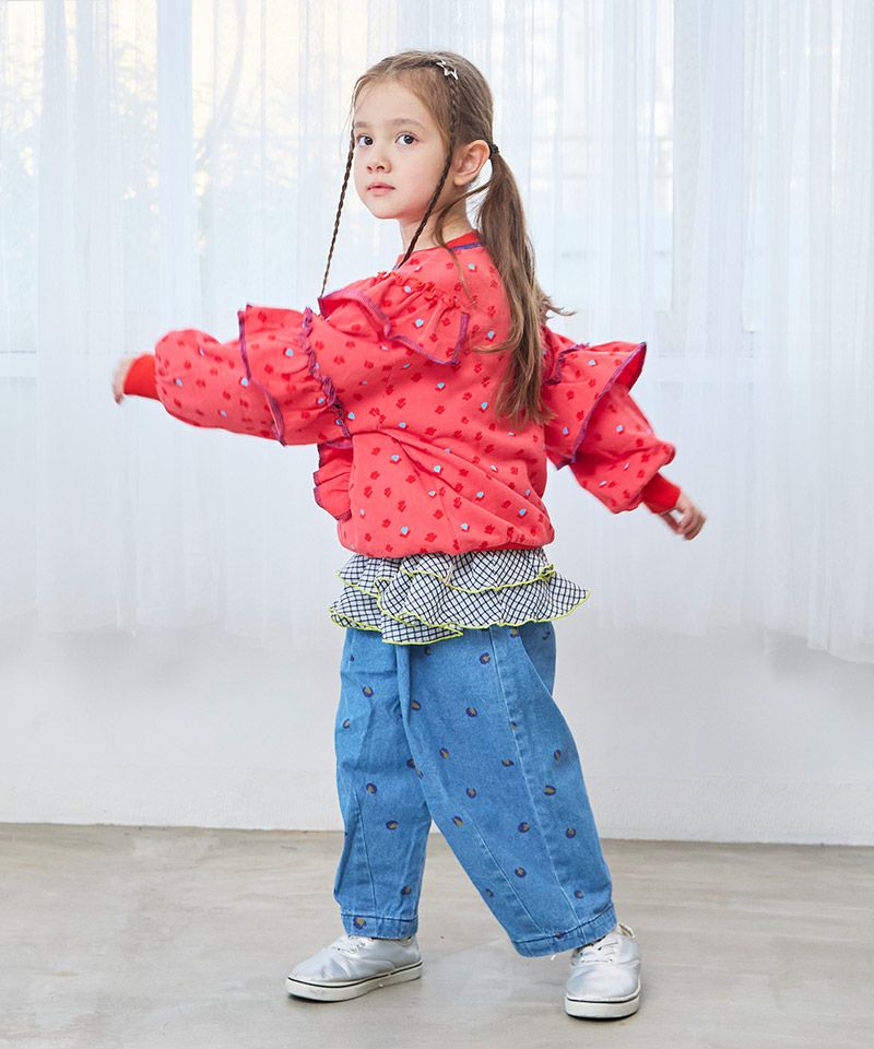 総柄ダブルフリルトレーナー ｜ トップス ｜ 子供服のセレクトショップ