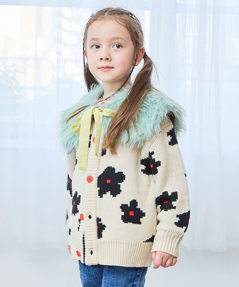 ❣️まゆ❣️100〜110サイズ　女の子　秋冬服　60点以上 マシンウォッシャブル】Wジャガードニットカーディガン ｜ アウター