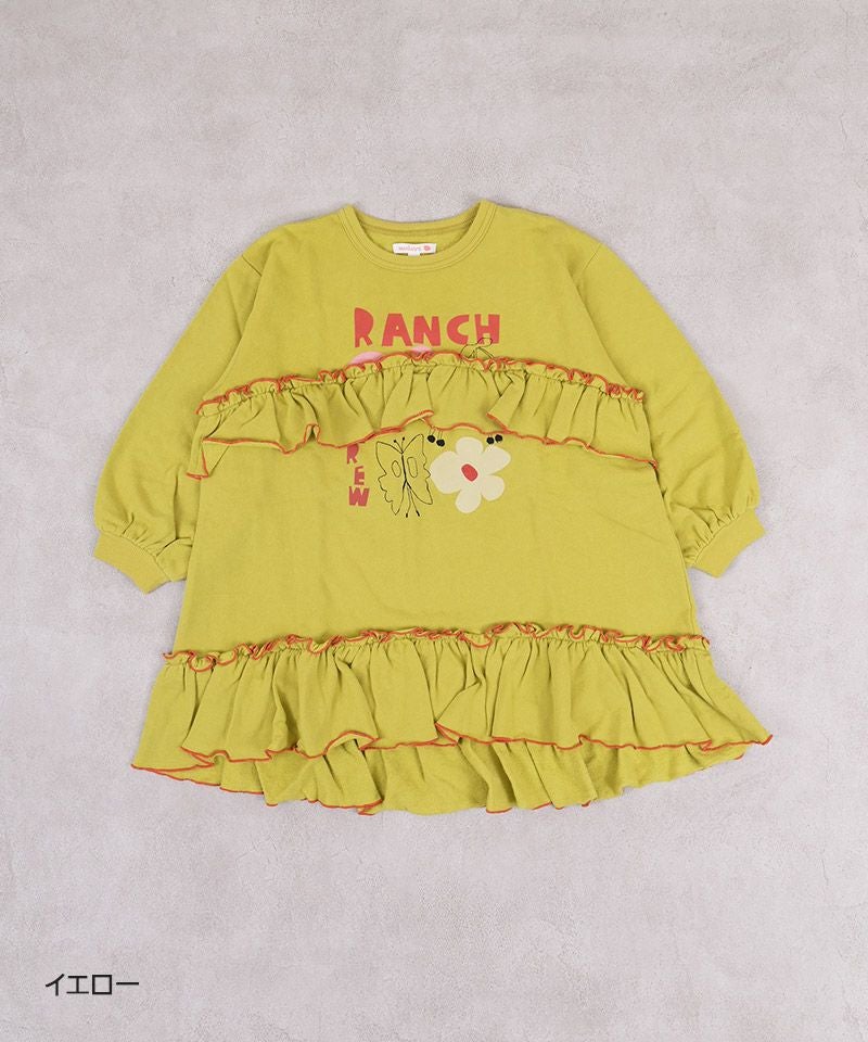 裏毛モチーフプリントフリルワンピース ｜ ワンピース ｜ 子供服の