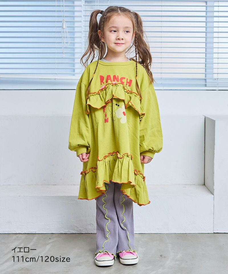 裏毛モチーフプリントフリルワンピース ｜ ワンピース ｜ 子供服の