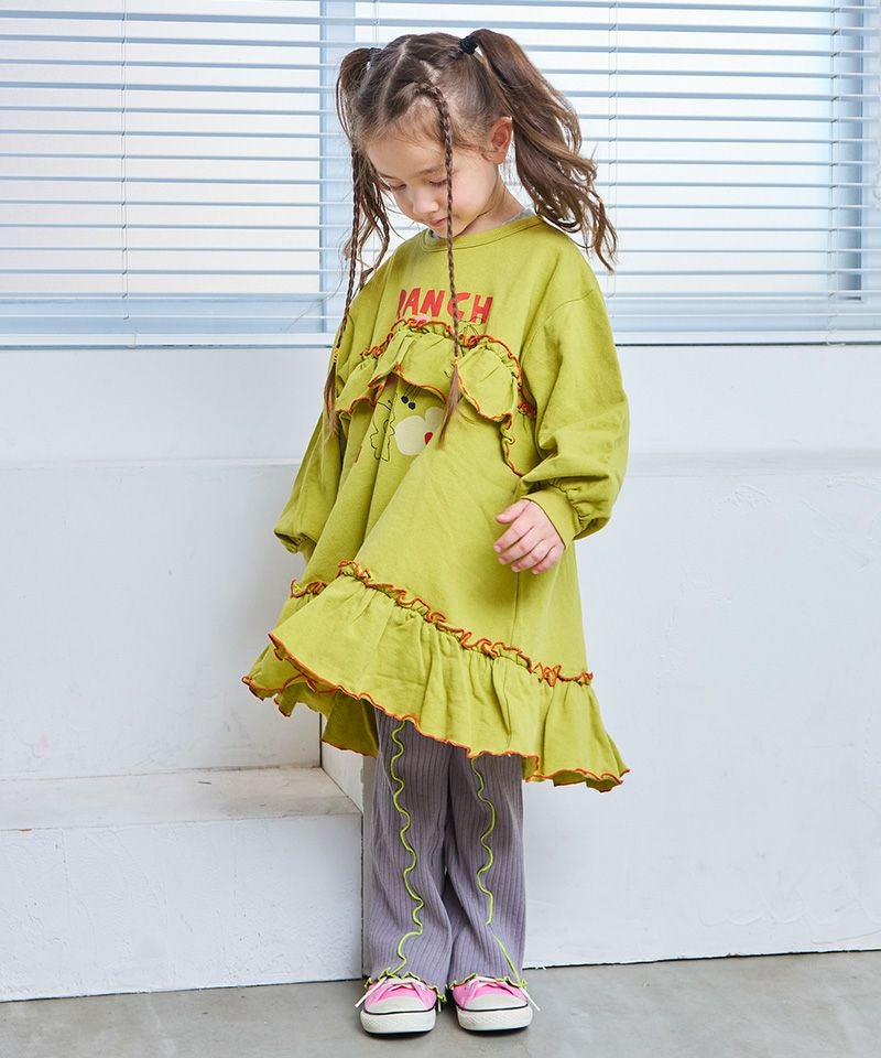 裏毛モチーフプリントフリルワンピース ｜ ワンピース ｜ 子供服の