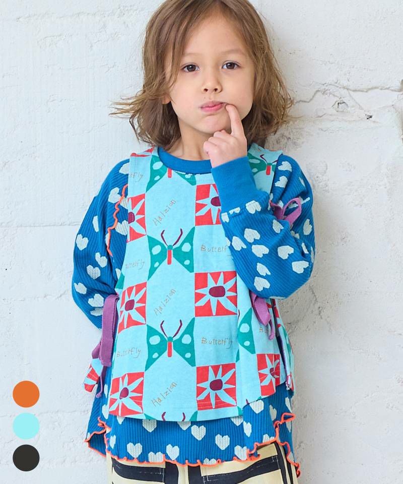 TIME SALE】総柄ミニ裏毛エプロンベスト ｜ トップス ｜ 子供服の