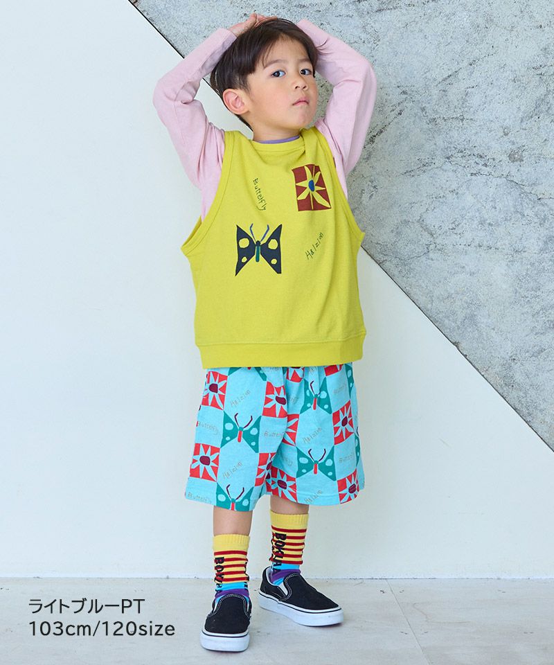 総柄ミニ裏毛ワイドタックハーフパンツ ｜ ボトムス ｜ 子供服の