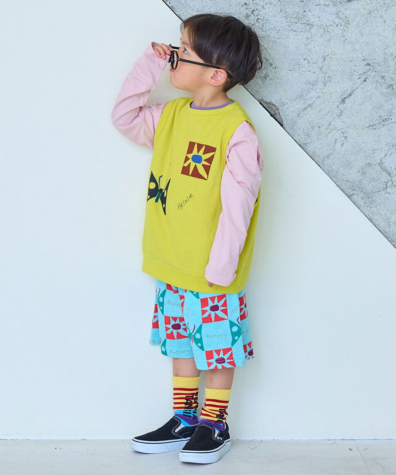 総柄ミニ裏毛ワイドタックハーフパンツ ｜ ボトムス ｜ 子供服の