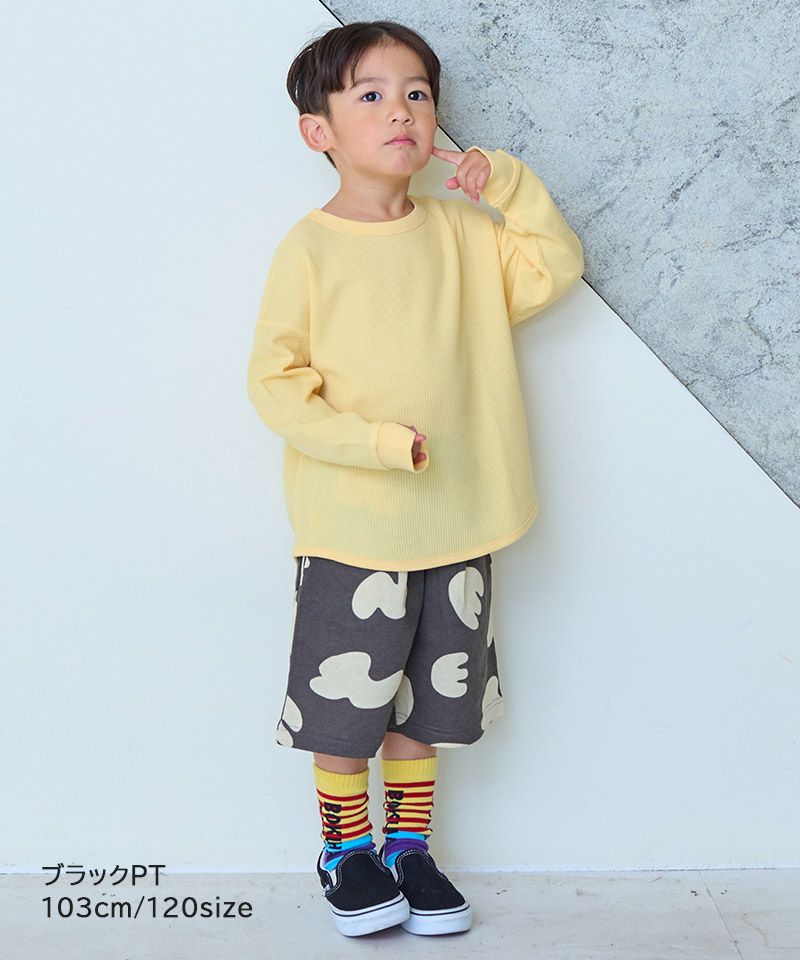 総柄ミニ裏毛ワイドタックハーフパンツ ｜ ボトムス ｜ 子供服の