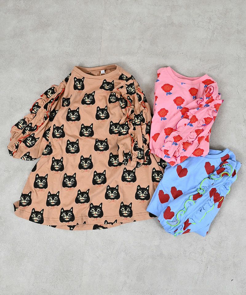 総柄フリルスリーブワンピース ｜ ワンピース ｜ 子供服のセレクト