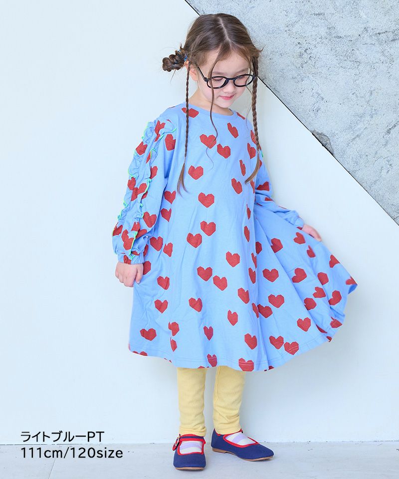 ブルーガール♡花柄フリル袖ワンピース 総柄フリルスリーブワンピース ｜ ワンピース ｜ 子供服のセレクト