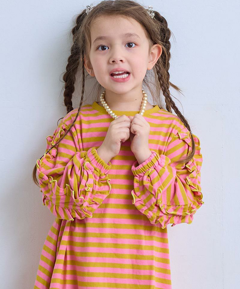 フリルスリーブボーダーワンピース ｜ ワンピース ｜ 子供服のセレクト