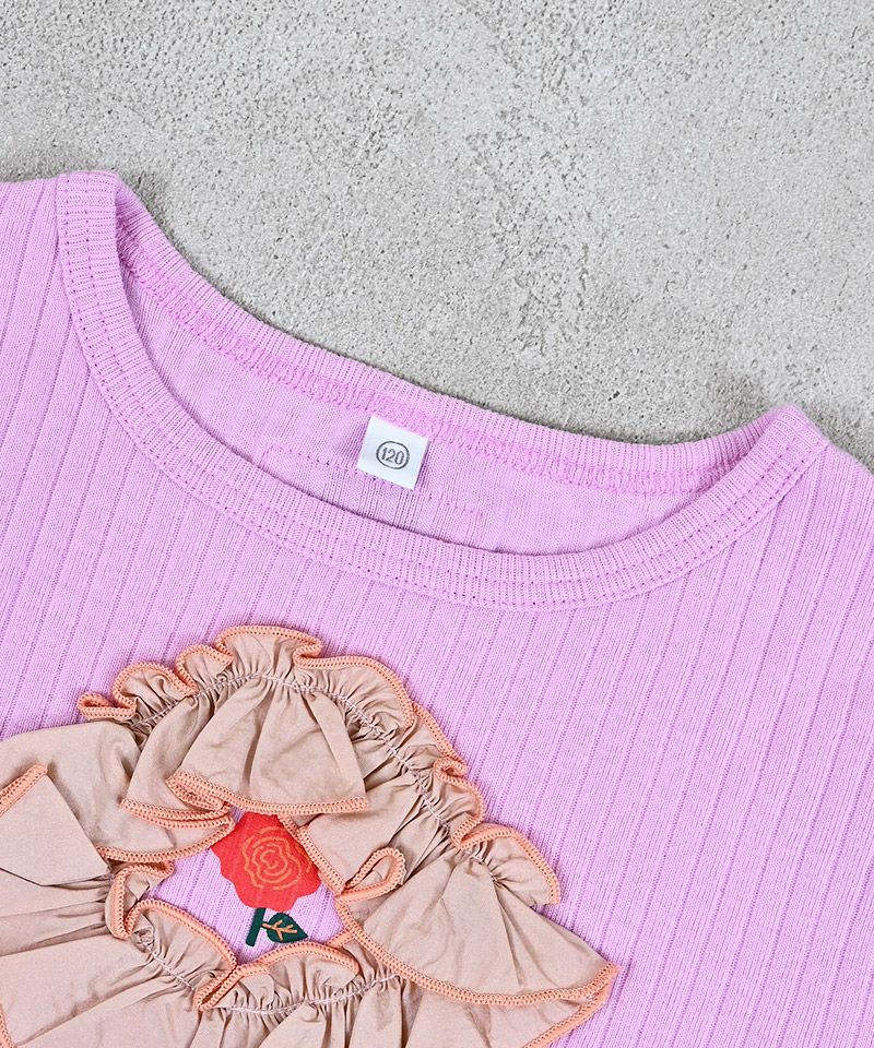 サテンフリルリブカットソー ｜ トップス ｜ 子供服のセレクトショップ
