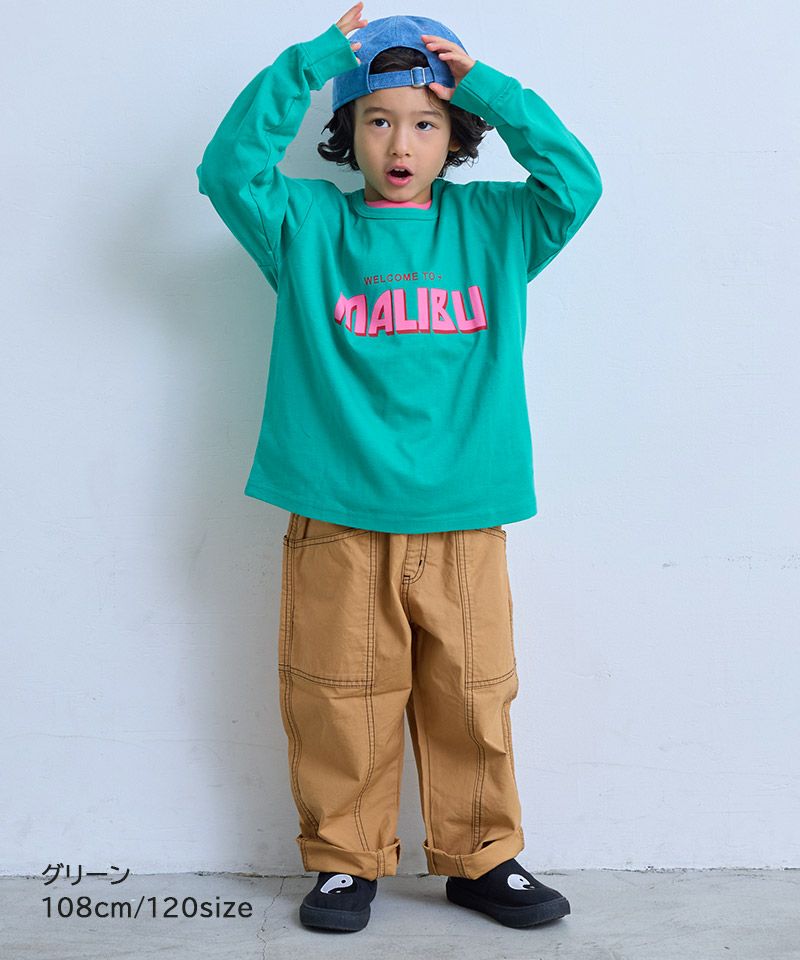 COTTON from U.S.A】リブ付きプリントロンT ｜ トップス ｜ 子供服の