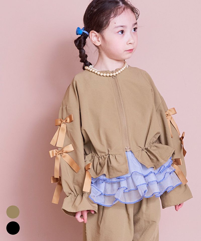 リボンいっぱいペプラムブルゾン ｜ アウター・ジャケット ｜ 子供服の