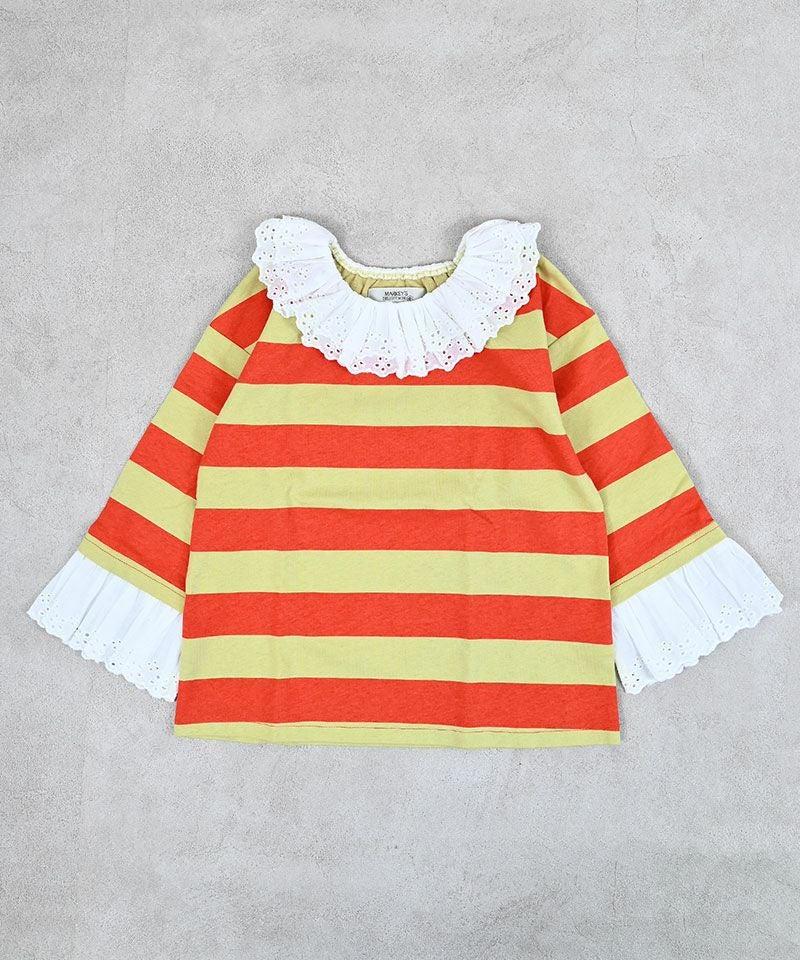 レースフリルカラーボーダーロンT ｜ トップス ｜ 子供服のセレクト