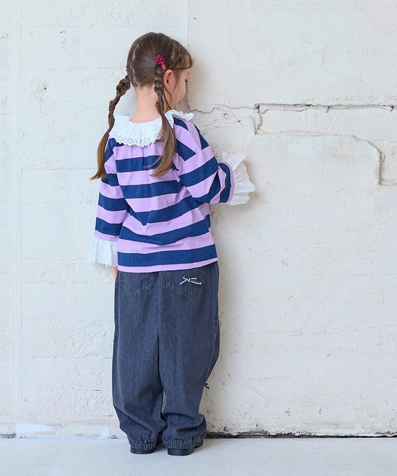 レースフリルカラーボーダーロンT ｜ トップス ｜ 子供服のセレクト