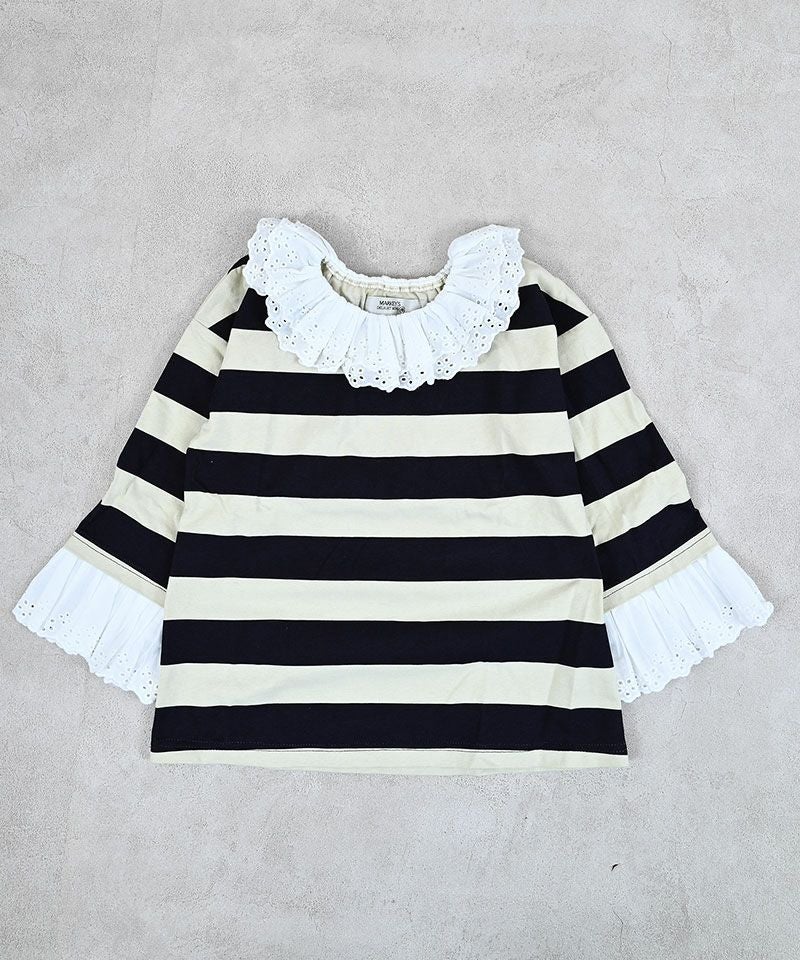 レースフリルカラーボーダーロンT ｜ トップス ｜ 子供服のセレクト
