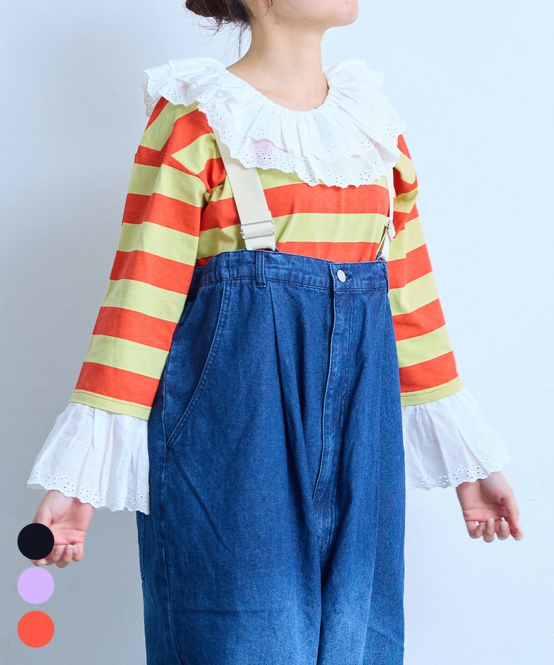 レースフリルカラーボーダーロンT / 大人サイズ ｜ トップス ｜ 子供服