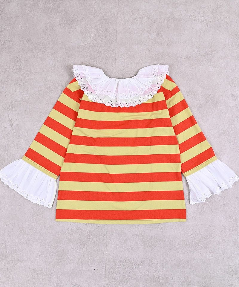 レースフリルカラーボーダーロンT / 大人サイズ ｜ トップス ｜ 子供服