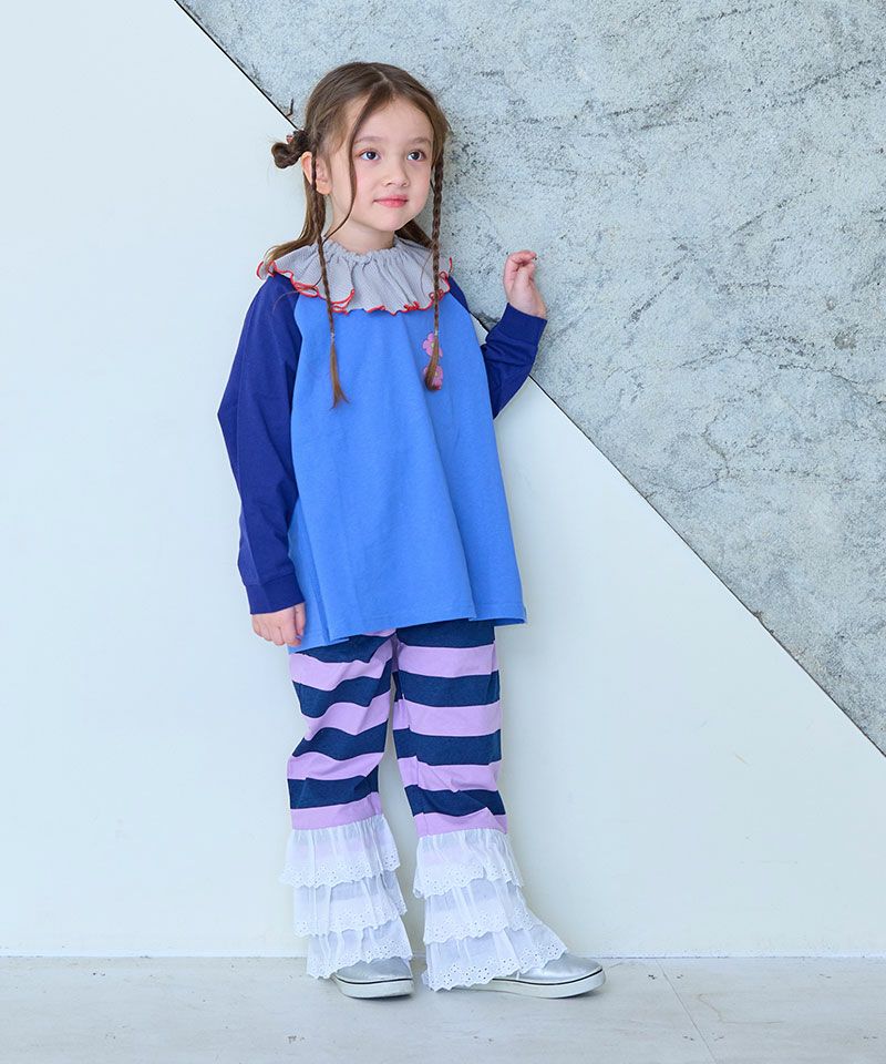 レースフリルティアードボーダーパンツ ｜ ボトムス ｜ 子供服の