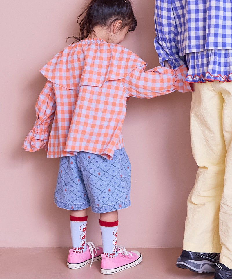 親子お揃い】デニムオーバーサイズタックキュロットパンツ ｜ ボトムス