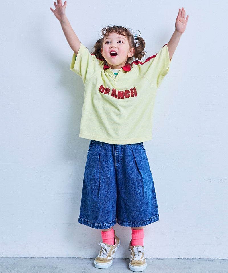 親子お揃い】デニムオーバーサイズタックキュロットパンツ ｜ ボトムス