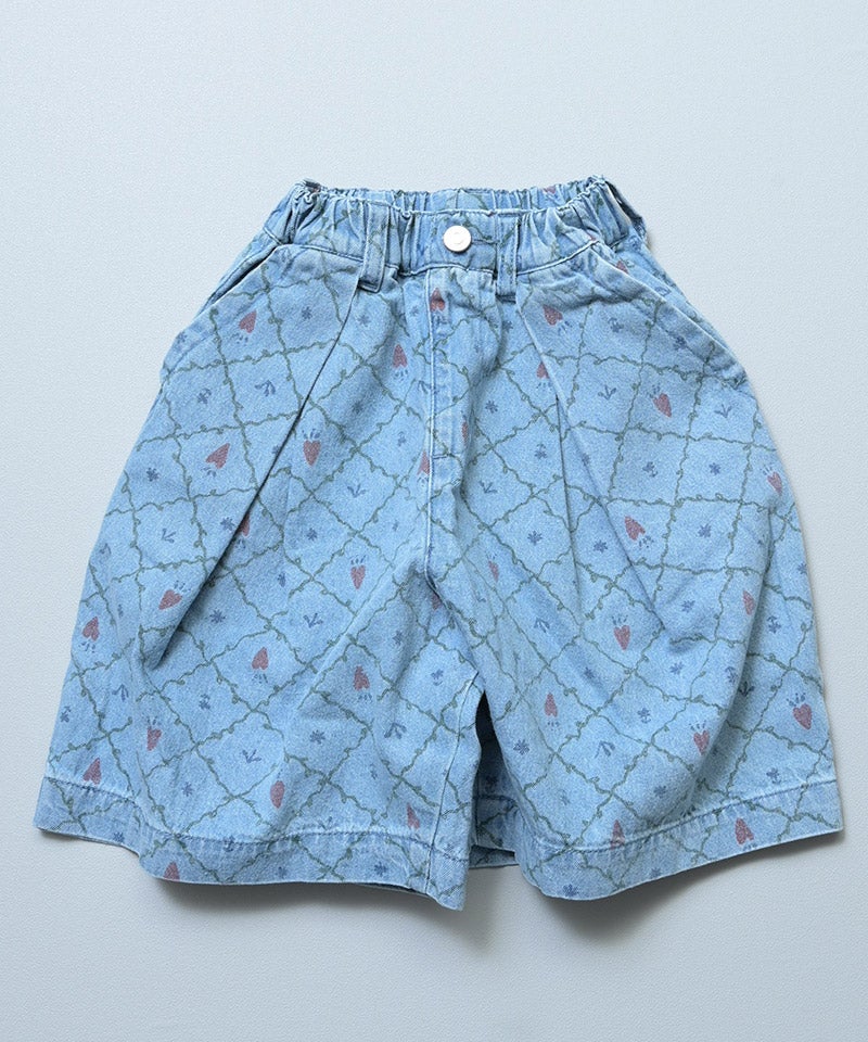 親子お揃い】デニムオーバーサイズタックキュロットパンツ ｜ ボトムス