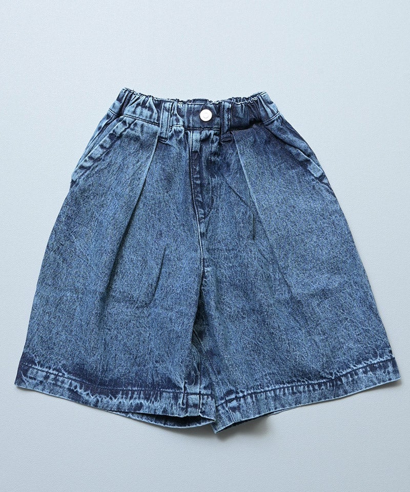 親子お揃い】デニムオーバーサイズタックキュロットパンツ ｜ ボトムス