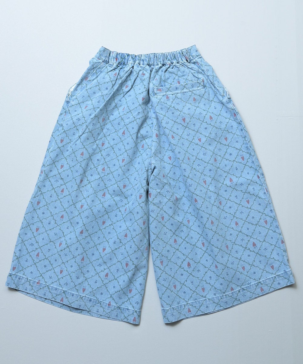 マスターバニー　お魚総柄キュロットパンツ 親子お揃い】デニムオーバーサイズタックキュロットパンツ / 大人