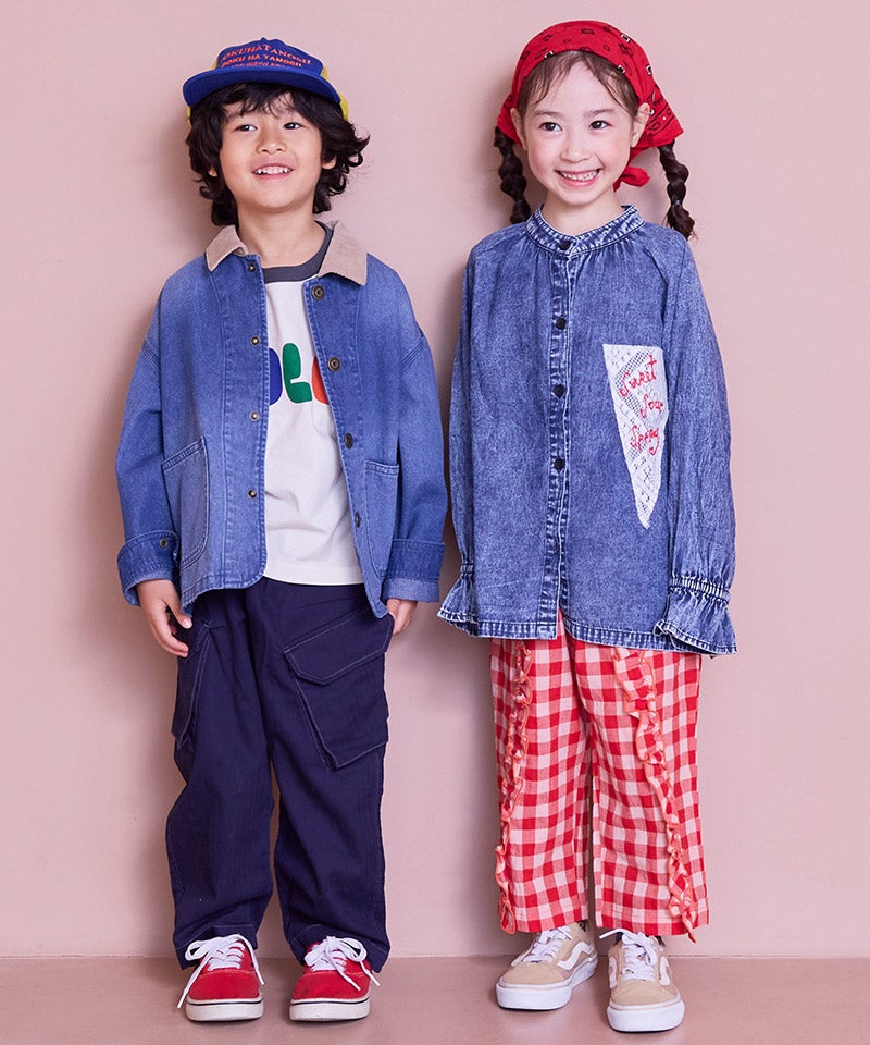 親子お揃い】ギンガムラウンドフリルロングパンツ ｜ ボトムス ｜ 子供