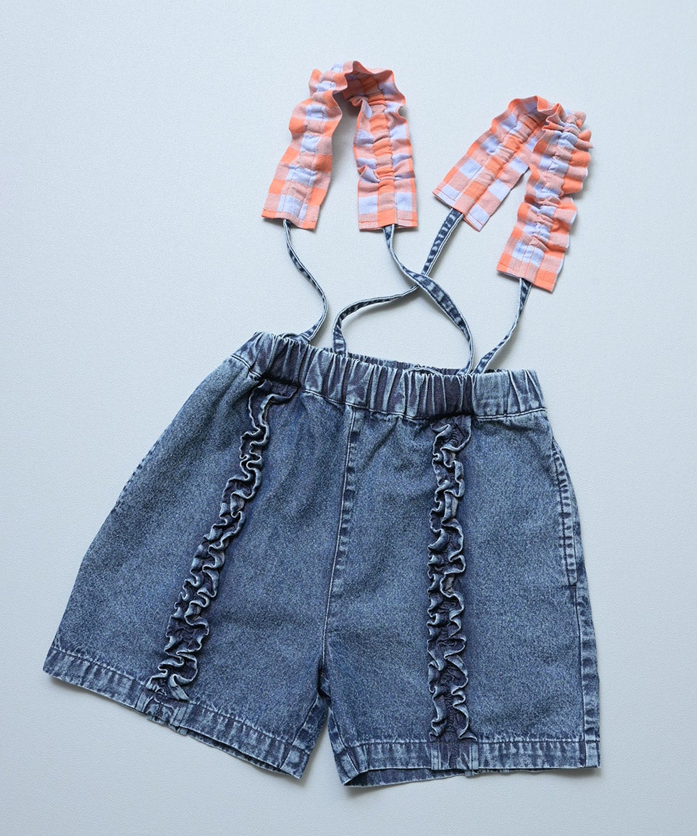 ギンガムフリルサスペンダーショートパンツ ｜ ボトムス ｜ 子供服の