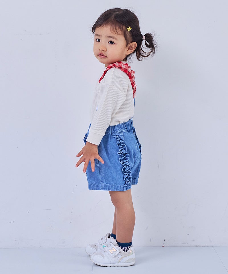ギンガムフリルサスペンダーショートパンツ ｜ ボトムス ｜ 子供服の