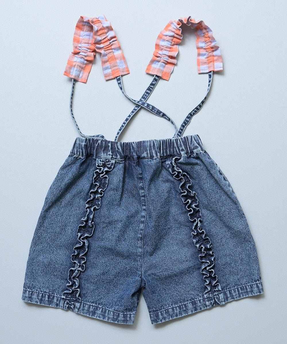 ギンガムフリルサスペンダーショートパンツ ｜ ボトムス ｜ 子供服の