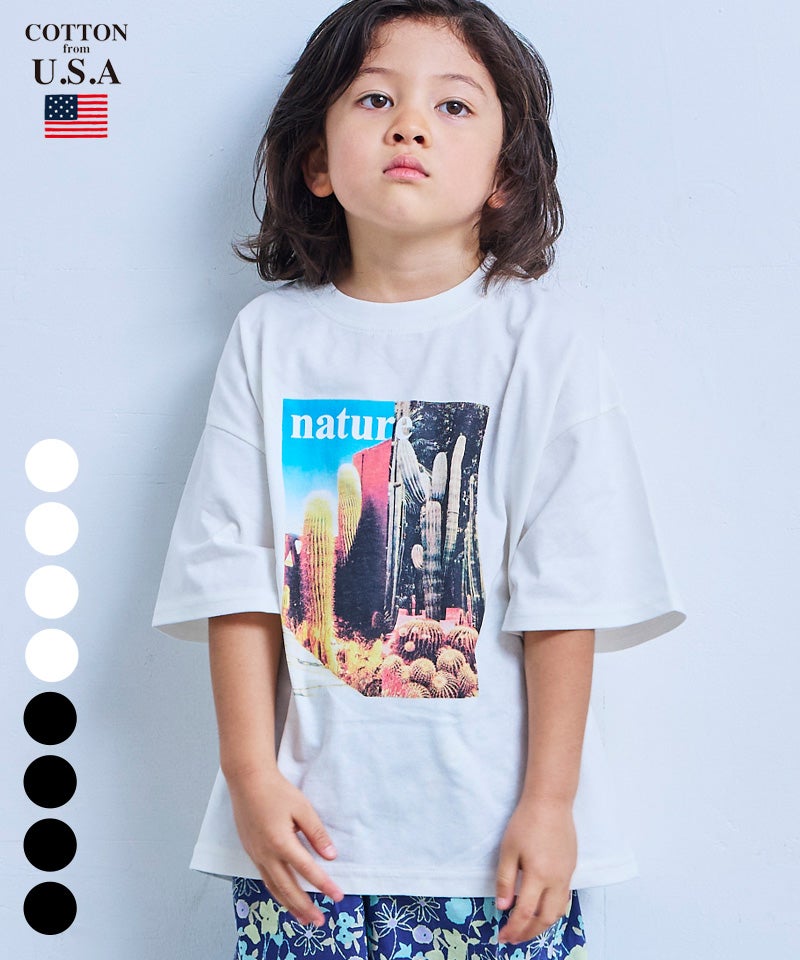 COTTON from U.S.A】ビッグシルエットフォトプリントTシャツ