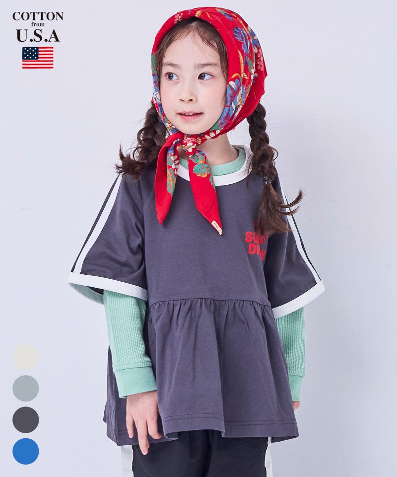 親子お揃い】【COTTON from U.S.A】ラインチュニック ｜ トップス