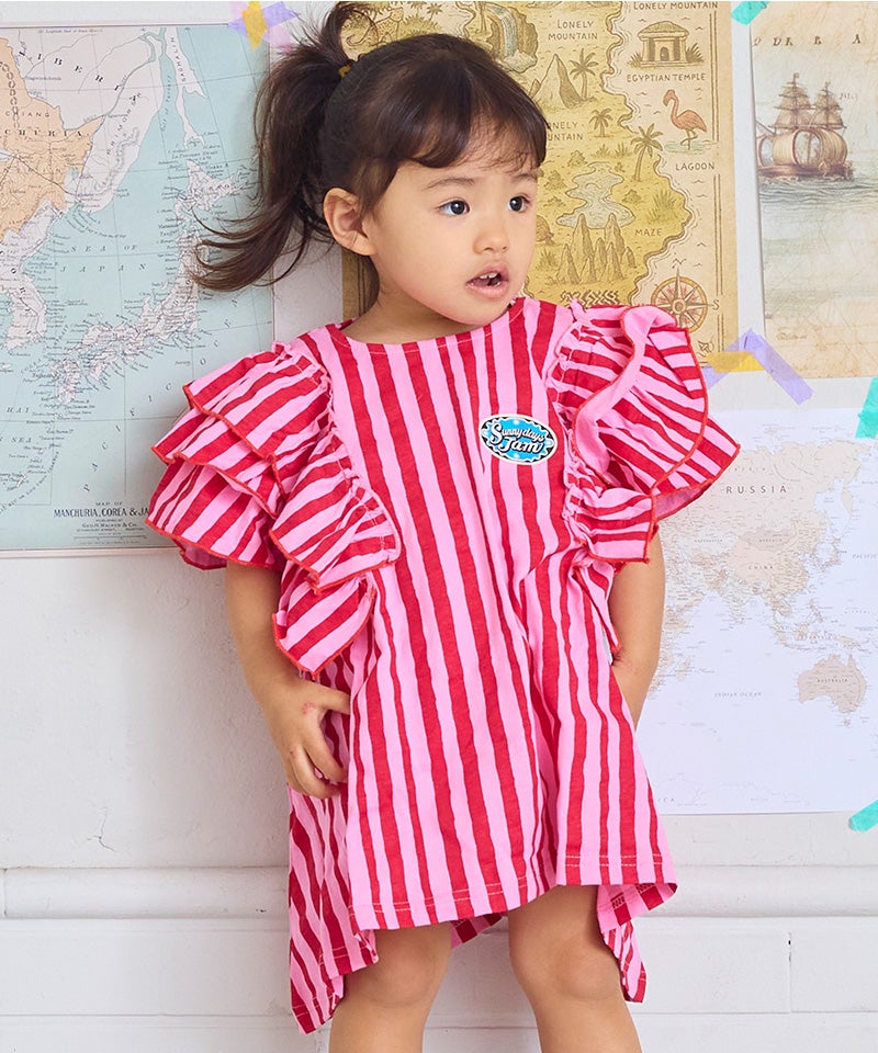 TIME SALE】【COTTON from U.S.A】フリルショルダーワンピース