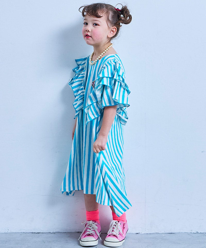 TIME SALE】【COTTON from U.S.A】フリルショルダーワンピース