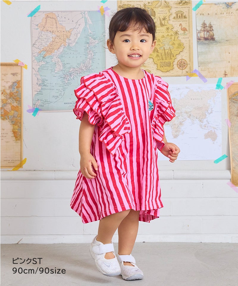TIME SALE】【COTTON from U.S.A】フリルショルダーワンピース