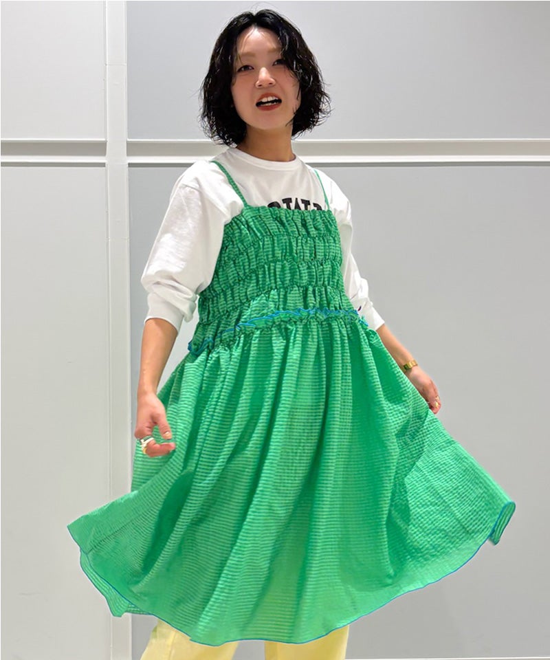 親子お揃い】チェックフリルキャミワンピース / 大人サイズ