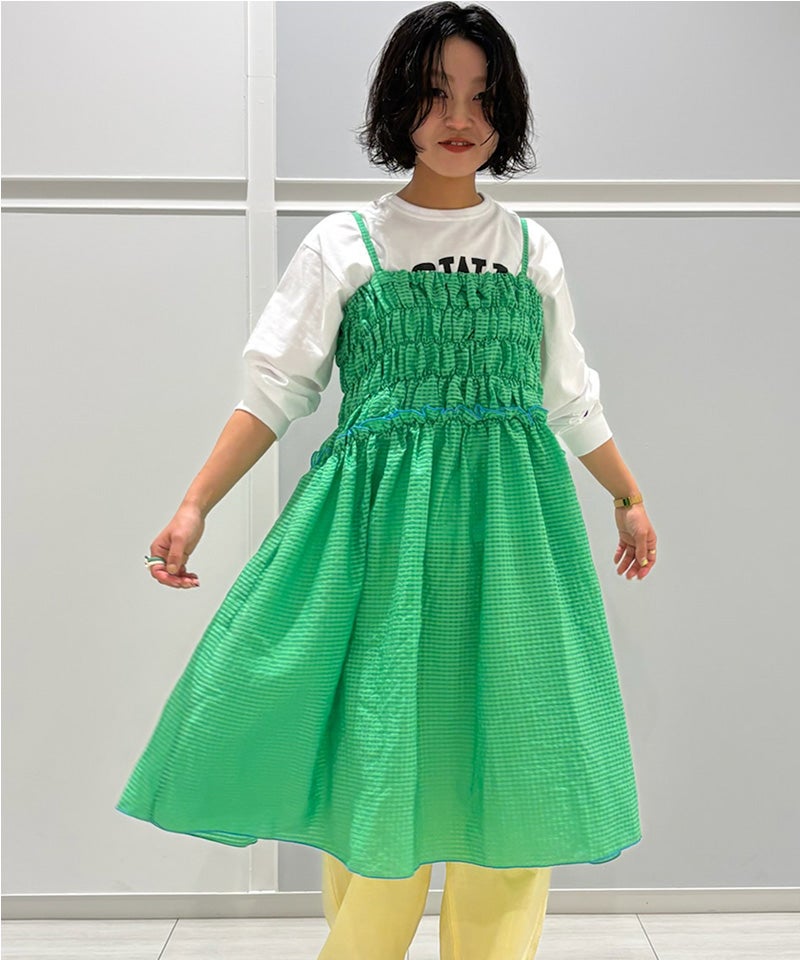 親子お揃い】チェックフリルキャミワンピース / 大人サイズ