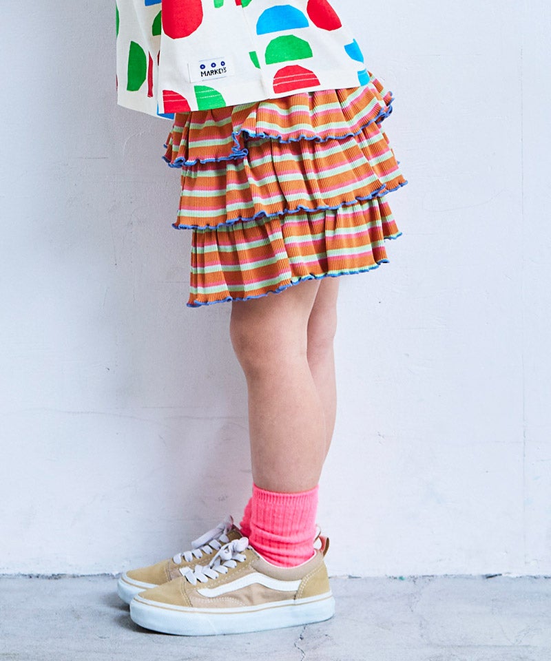 COMME des GARÇONS 数字総柄 キュロットスカート パンツ 先染めボーダーフリルキュロットパンツ ｜ ボトムス ｜ 子供服の