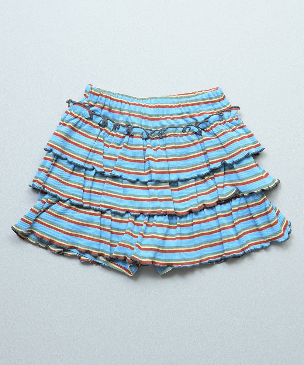先染めボーダーフリルキュロットパンツ ｜ ボトムス ｜ 子供服の