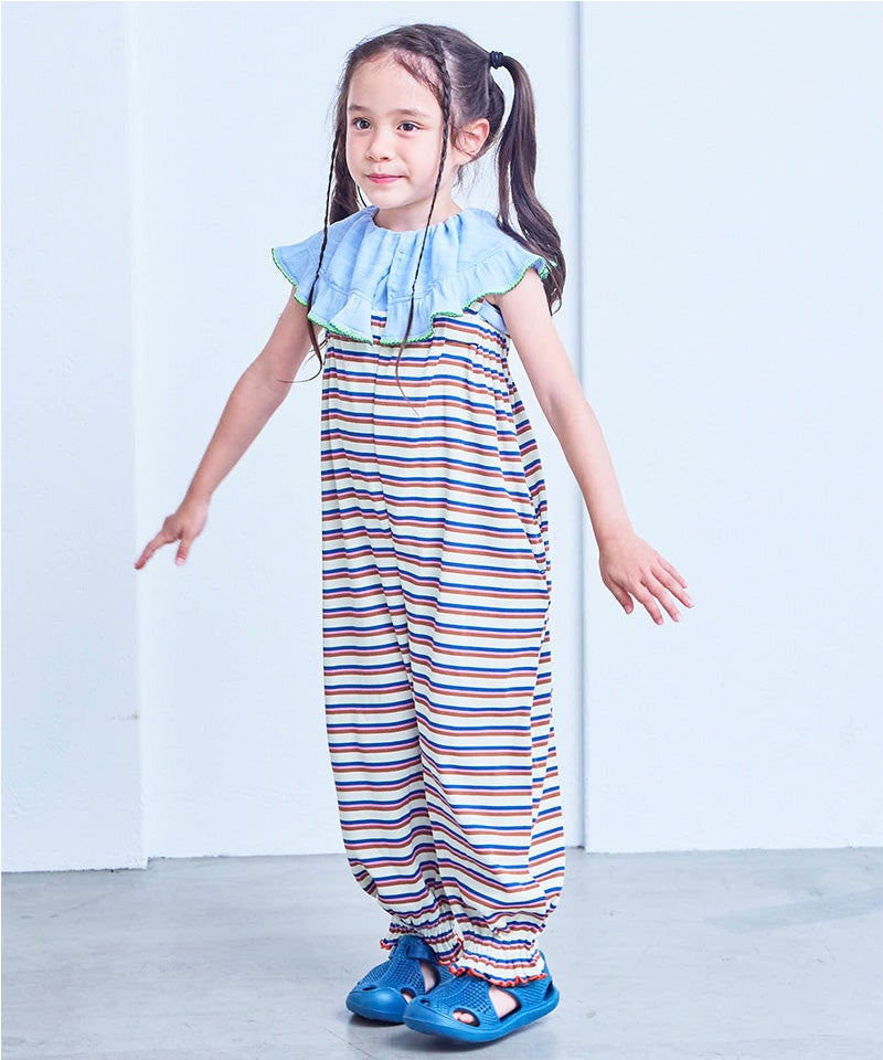 TIME SALE】先染めボーダーサロペット ｜ ボトムス ｜ 子供服の