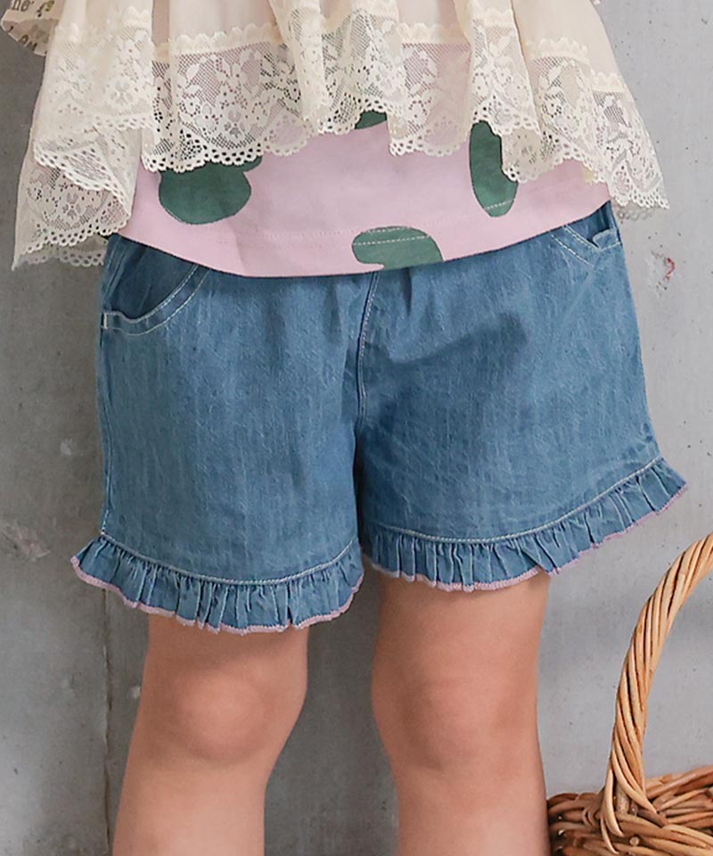 デニムフリルショートパンツ ｜ ボトムス ｜ 子供服のセレクトショップ