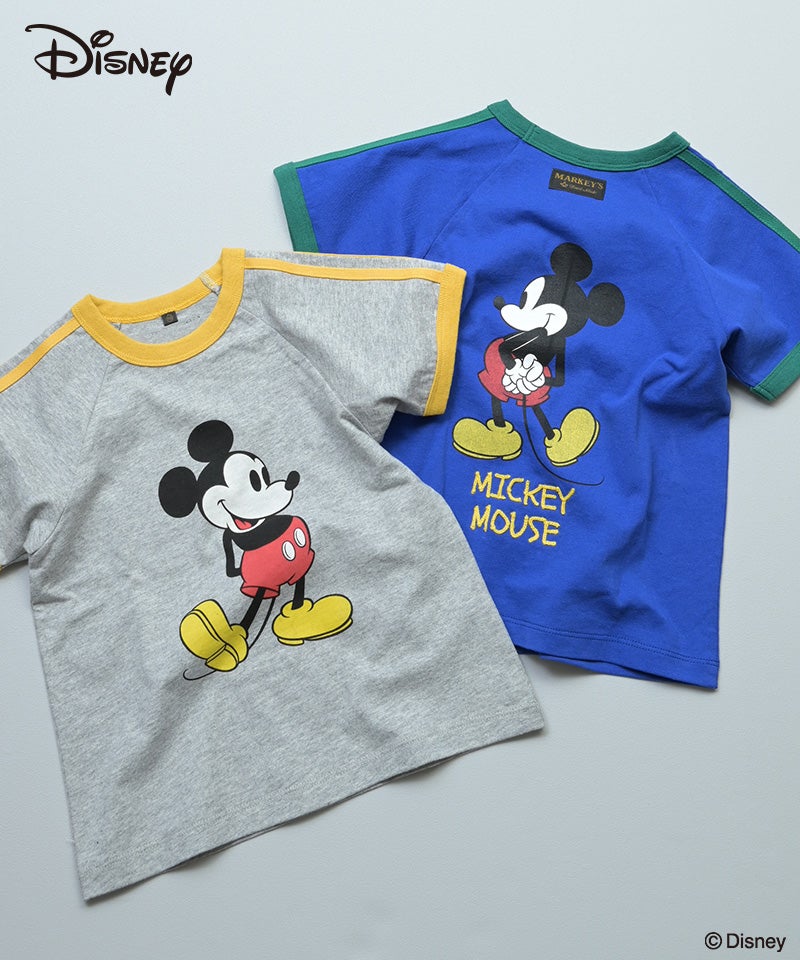 別注】【親子お揃い】ミッキーマウス ラグランラインTシャツ/大人