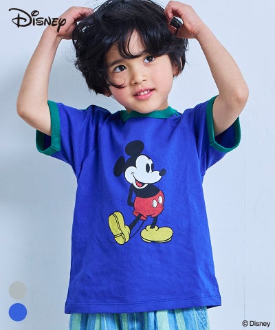 別注】【親子お揃い】ミッキーマウス ラグランラインTシャツ 
