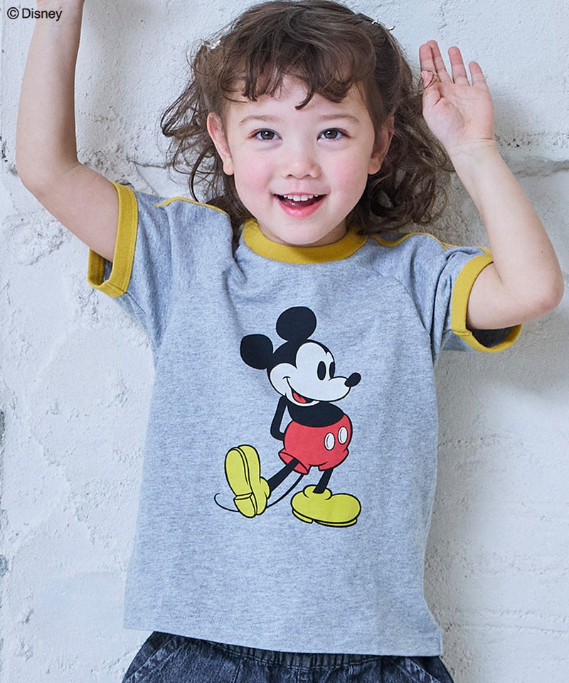 別注】【親子お揃い】ミッキーマウス ラグランラインTシャツ