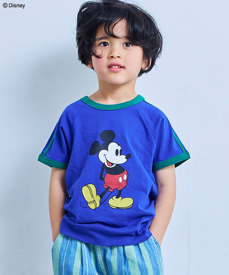 別注】【親子お揃い】ミッキーマウス ラグランラインTシャツ