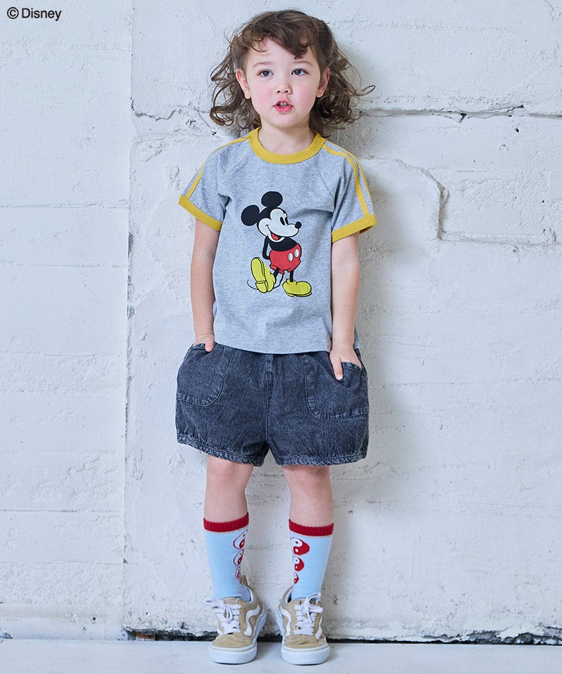 別注】【親子お揃い】ミッキーマウス ラグランラインTシャツ