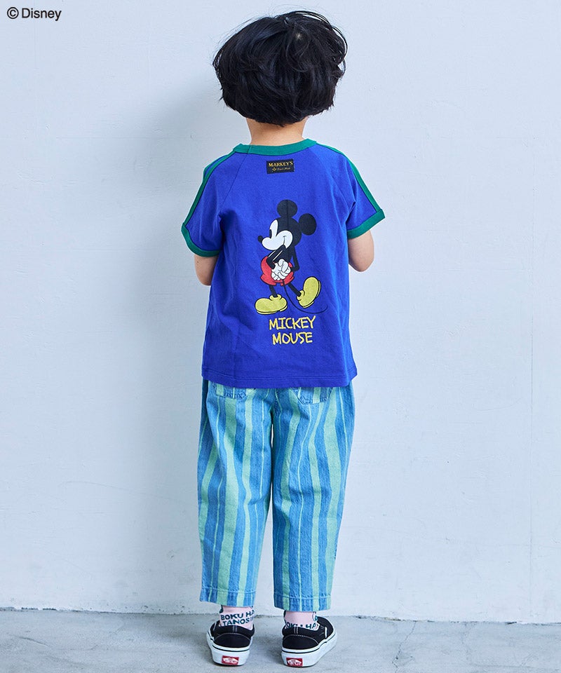 別注】【親子お揃い】ミッキーマウス ラグランラインTシャツ