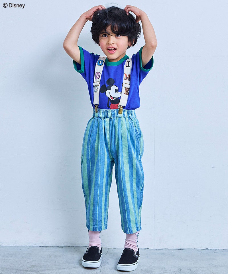 別注】【親子お揃い】ミッキーマウス ラグランラインTシャツ