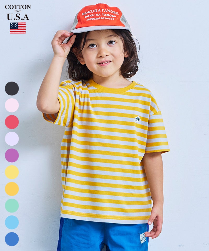 COTTON from U.S.A】マイニチワッペンボーダーTシャツ ｜ トップス